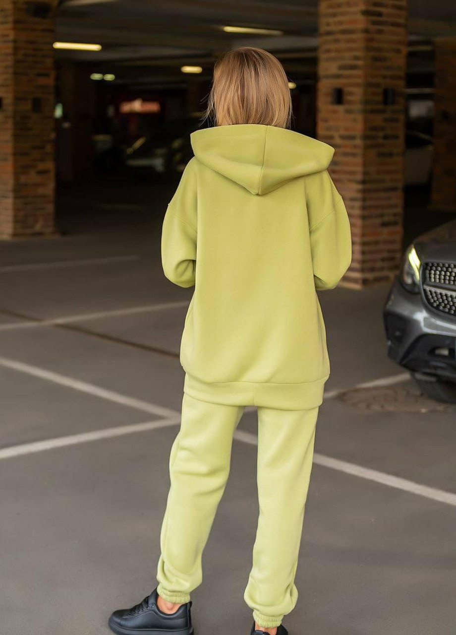 Жіночий спортивний костюм теплий на флісі ЯБЛОКО XS S M L XL 2XL(42 44 46 48 50 52) подовжене худи OVERSIZE No Brand (254565439)