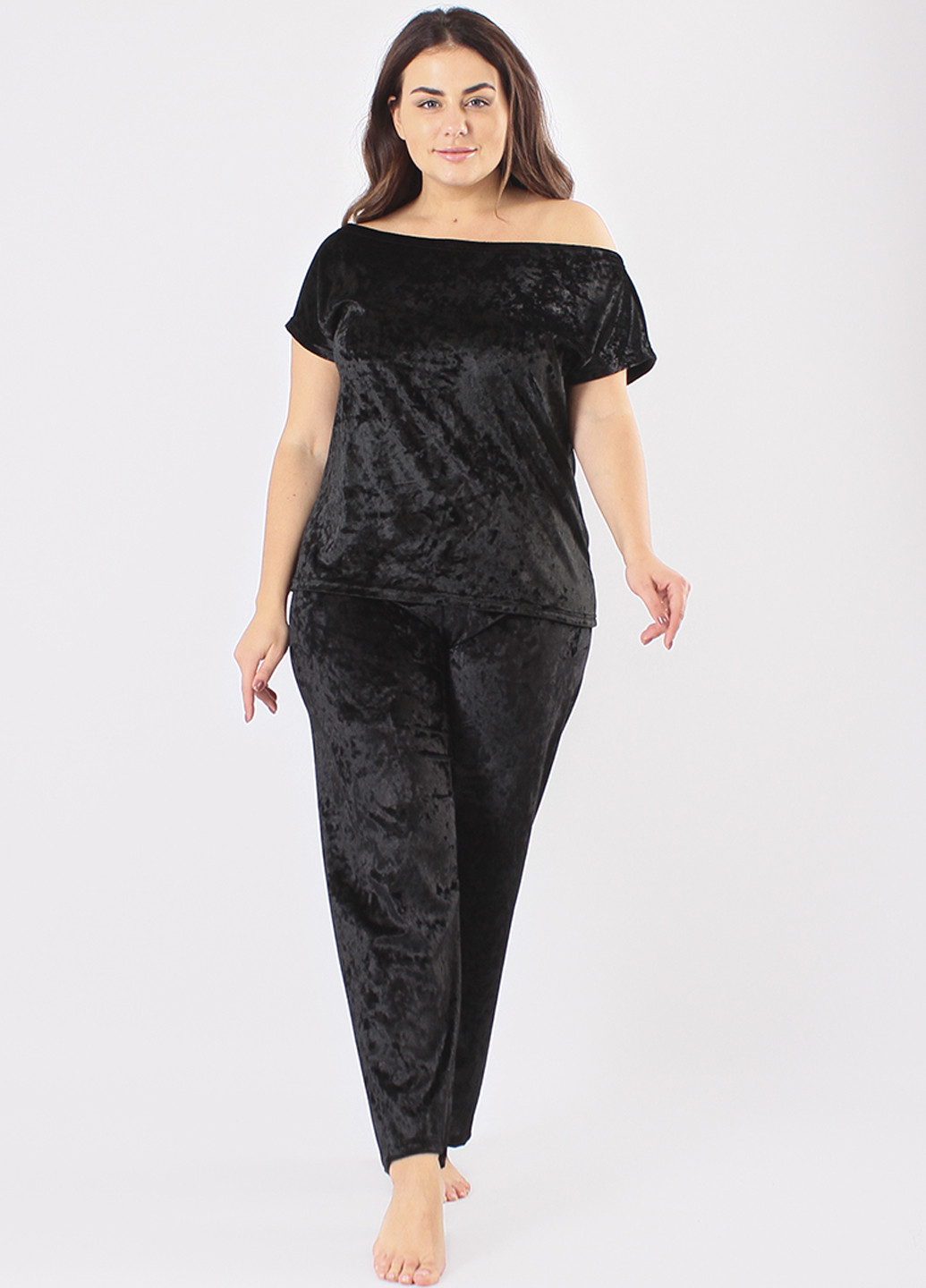 Чорна всесезон піжама (футболка, штани) футболка + штани Ghazel