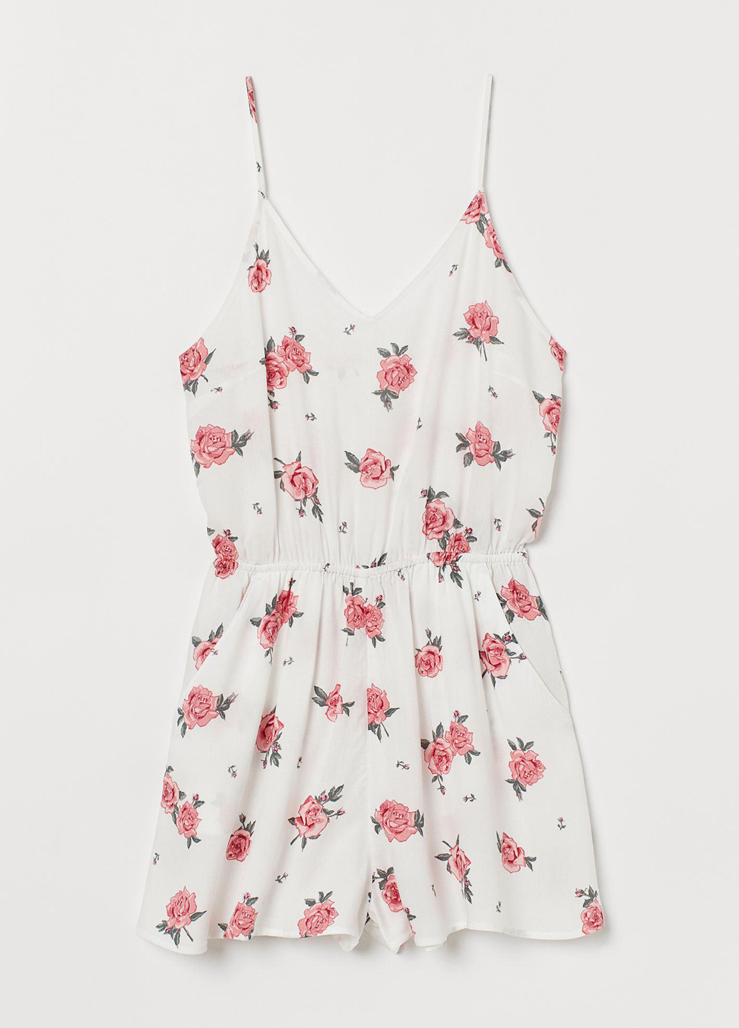 Комбінезон H&M комбинезон-шорты цветочный белый кэжуал вискоза