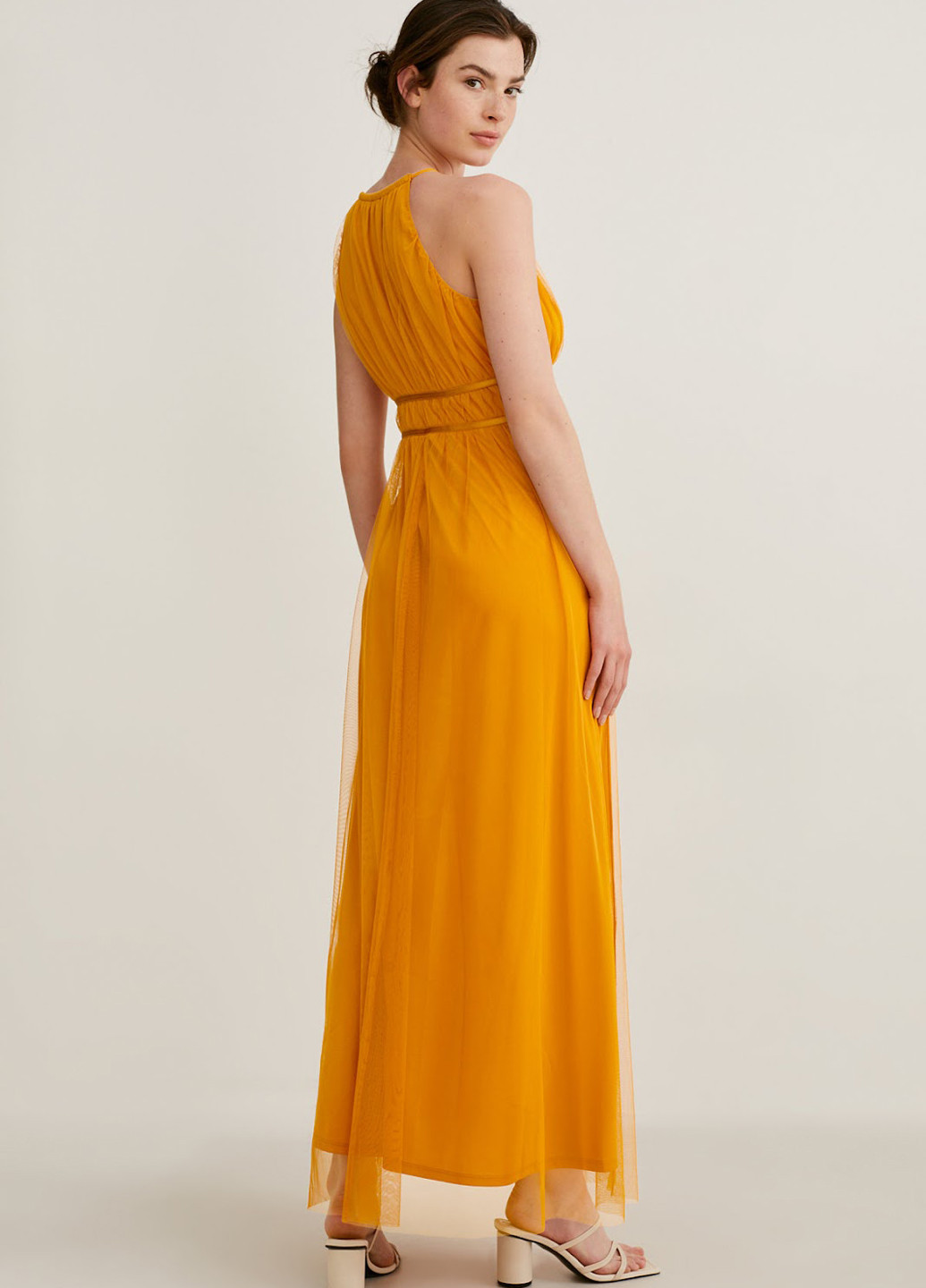 Оранжевое вечернее, кэжуал платье в греческом стиле C&A однотонное