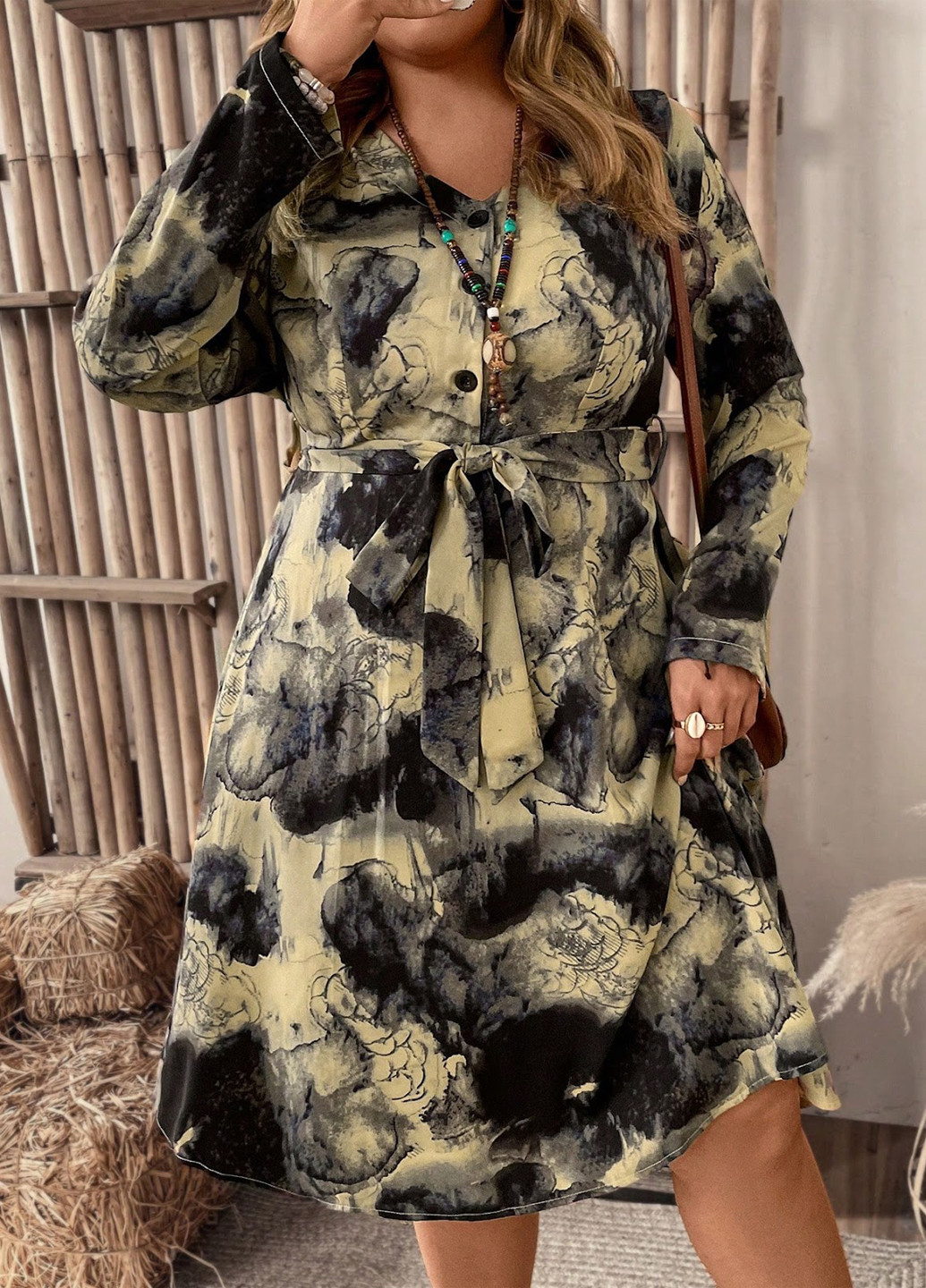 Комбинированное кэжуал платье SHEIN с абстрактным узором