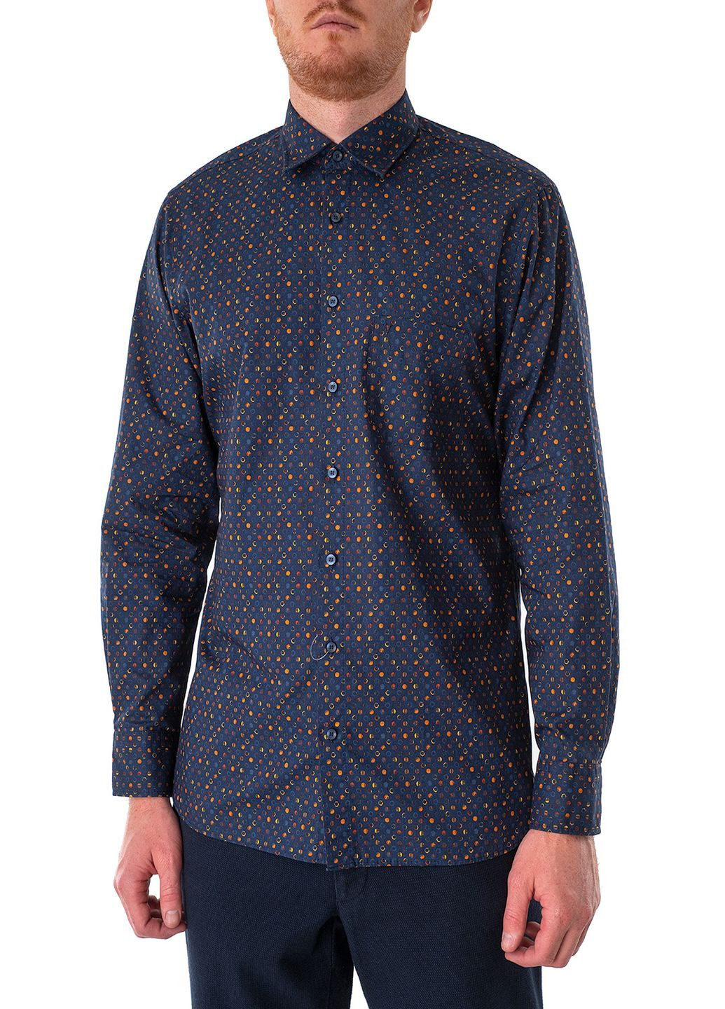 Синяя рубашка с абстрактным узором MARVELIS