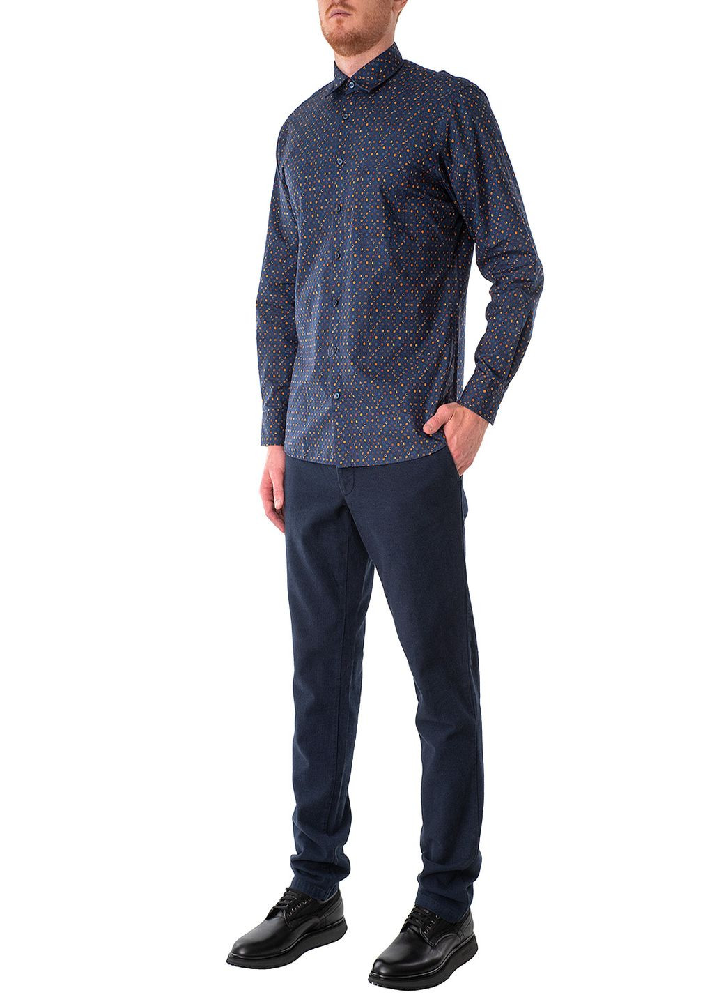 Синяя рубашка с абстрактным узором MARVELIS