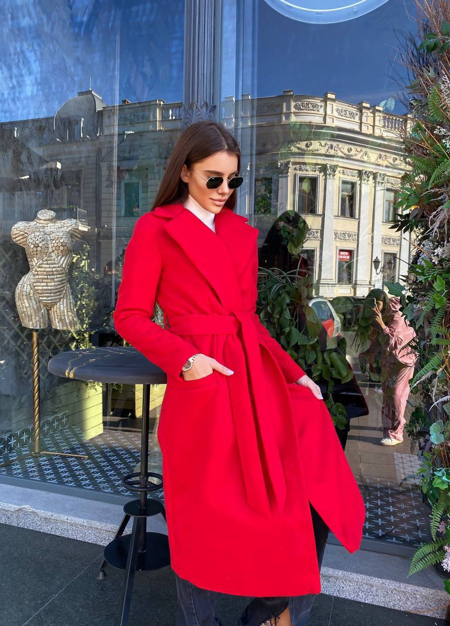 Красное демисезонное Пальто демисезонное женское кашемировое popluzhnaya