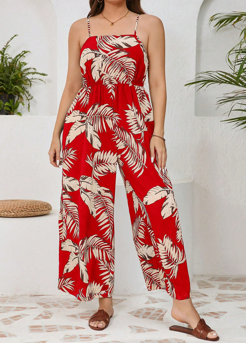 Червоний літній комплект (сукня, жакет) SHEIN