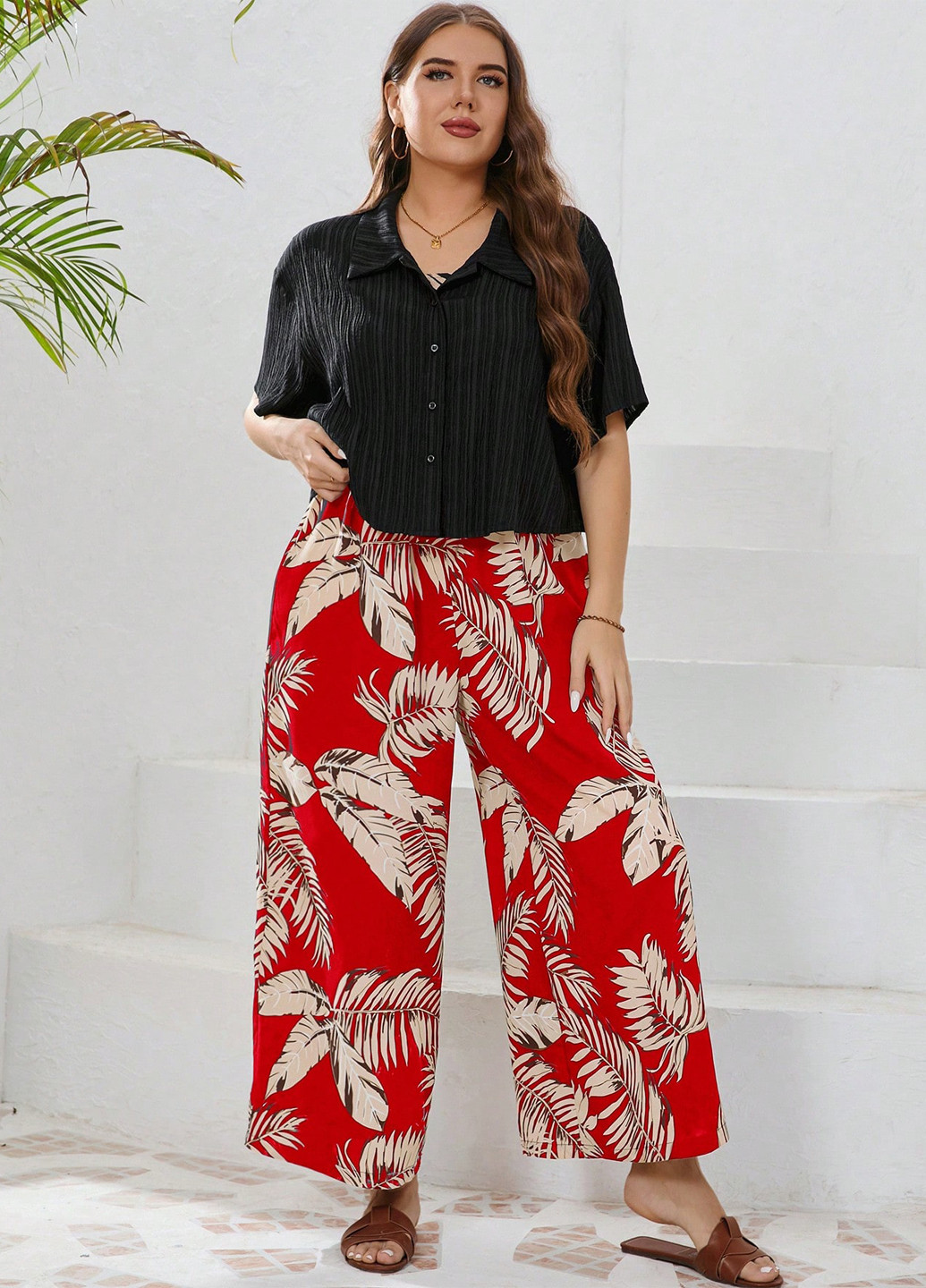 Червоний літній комплект (сукня, жакет) SHEIN