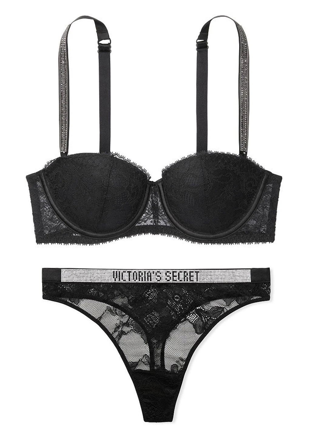 Чорний демісезонний комплект (бюстгальтер, труси) Victoria's Secret
