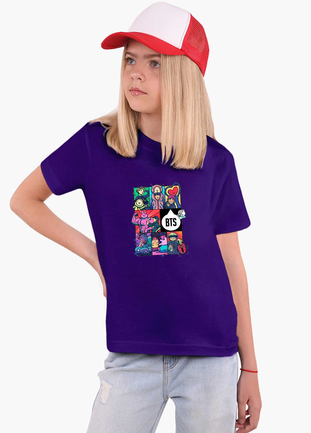 Фиолетовая демисезонная футболка детская бтс (bts)(9224-1078) MobiPrint