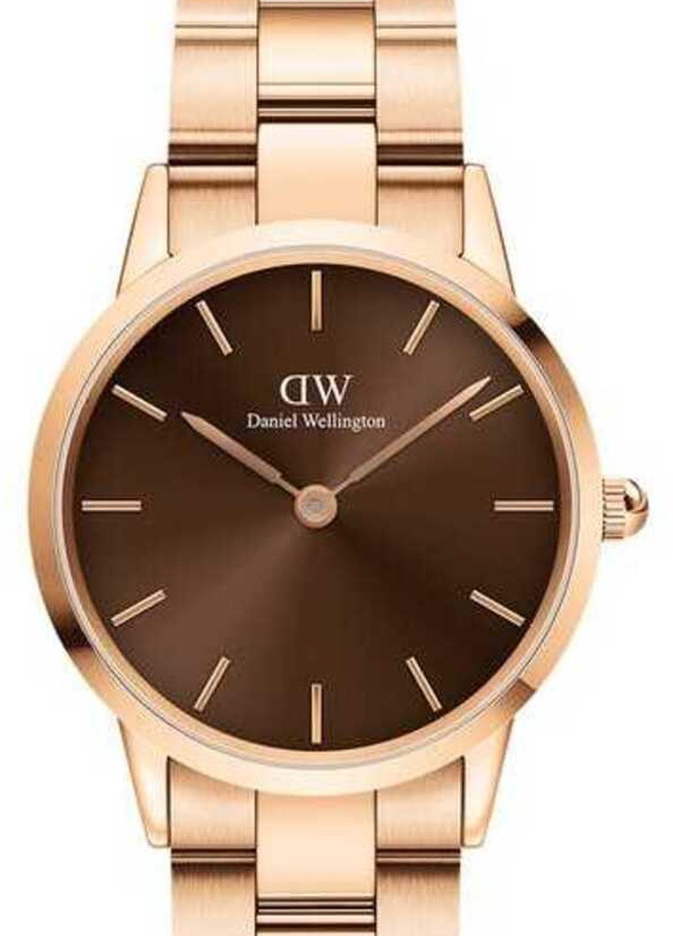 Часы DW00100461 Iconic Link Amber 36 RG Brown кварцевые fashion Daniel Wellington (253008059)