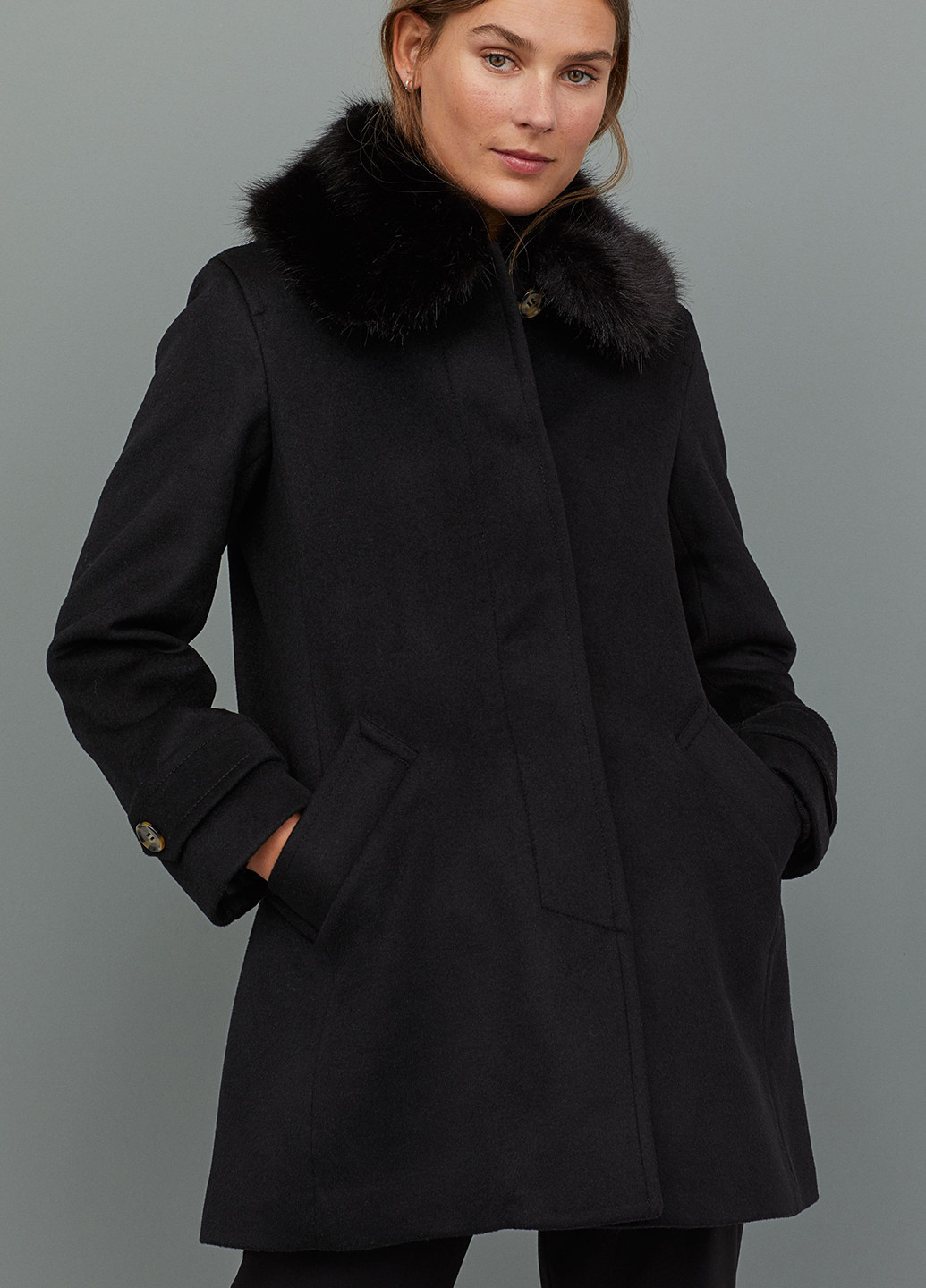 Чорне демісезонне Пальто оверсайз H&M