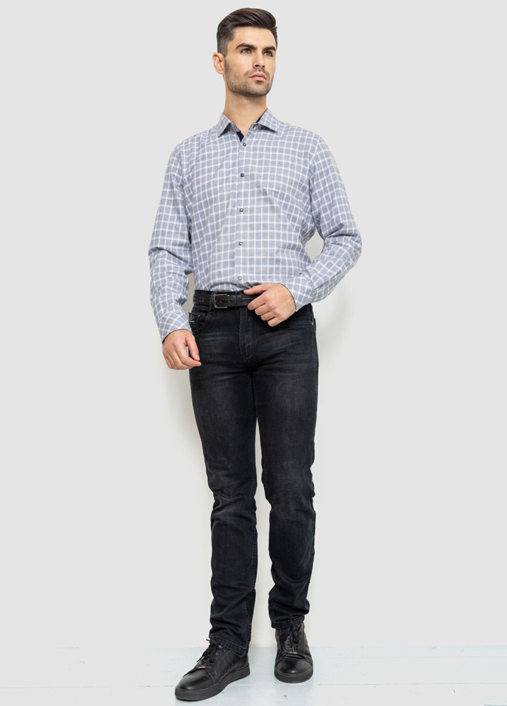 Серая кэжуал рубашка в клетку Ager