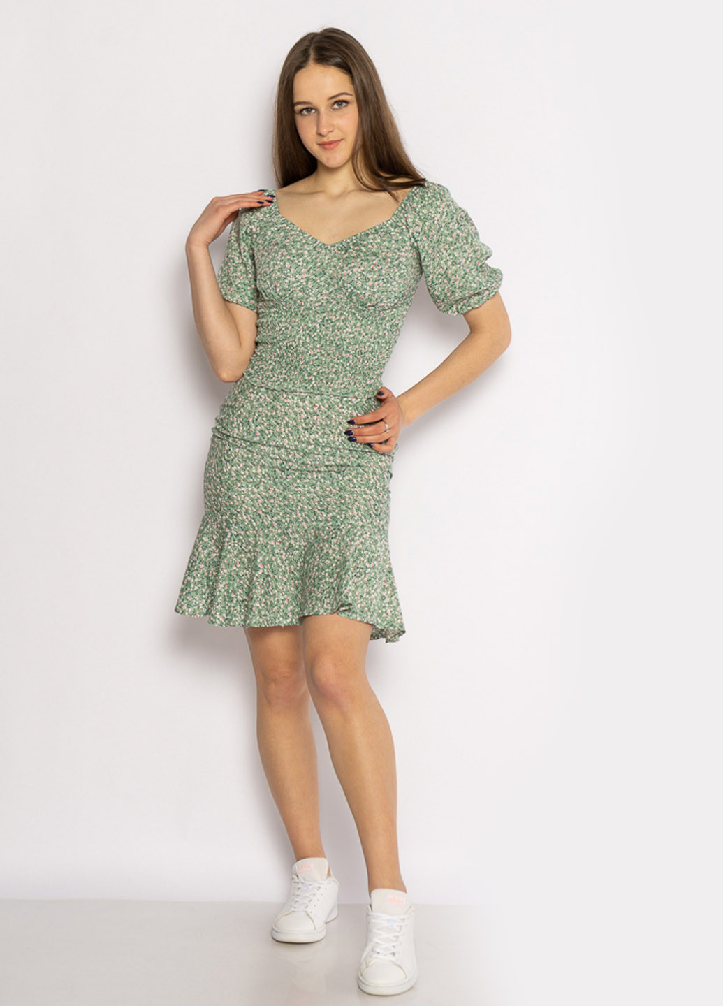 Оливковая кэжуал цветочной расцветки юбка Time of Style