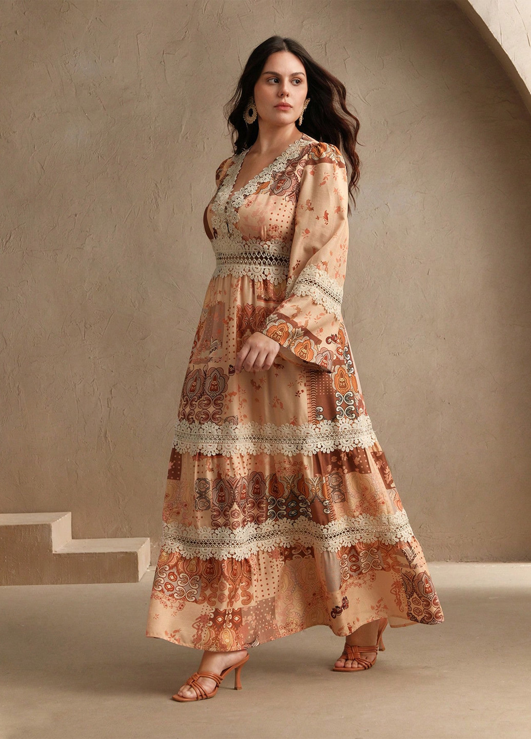 Світло-оранжева кежуал сукня а-силует SHEIN з квітковим принтом