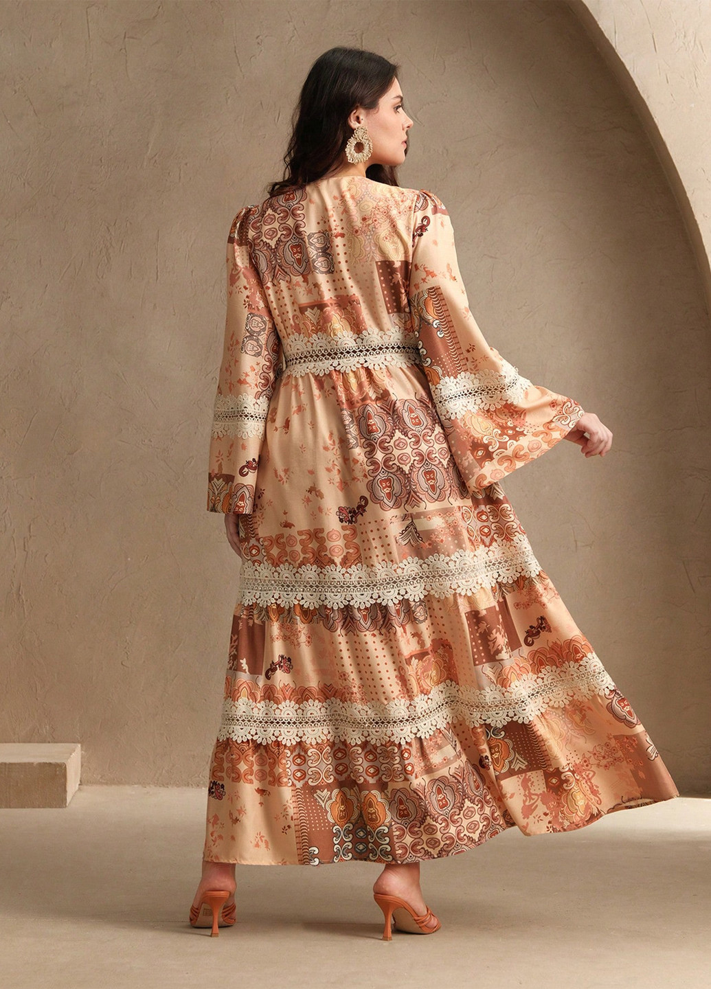 Світло-оранжева кежуал сукня а-силует SHEIN з квітковим принтом