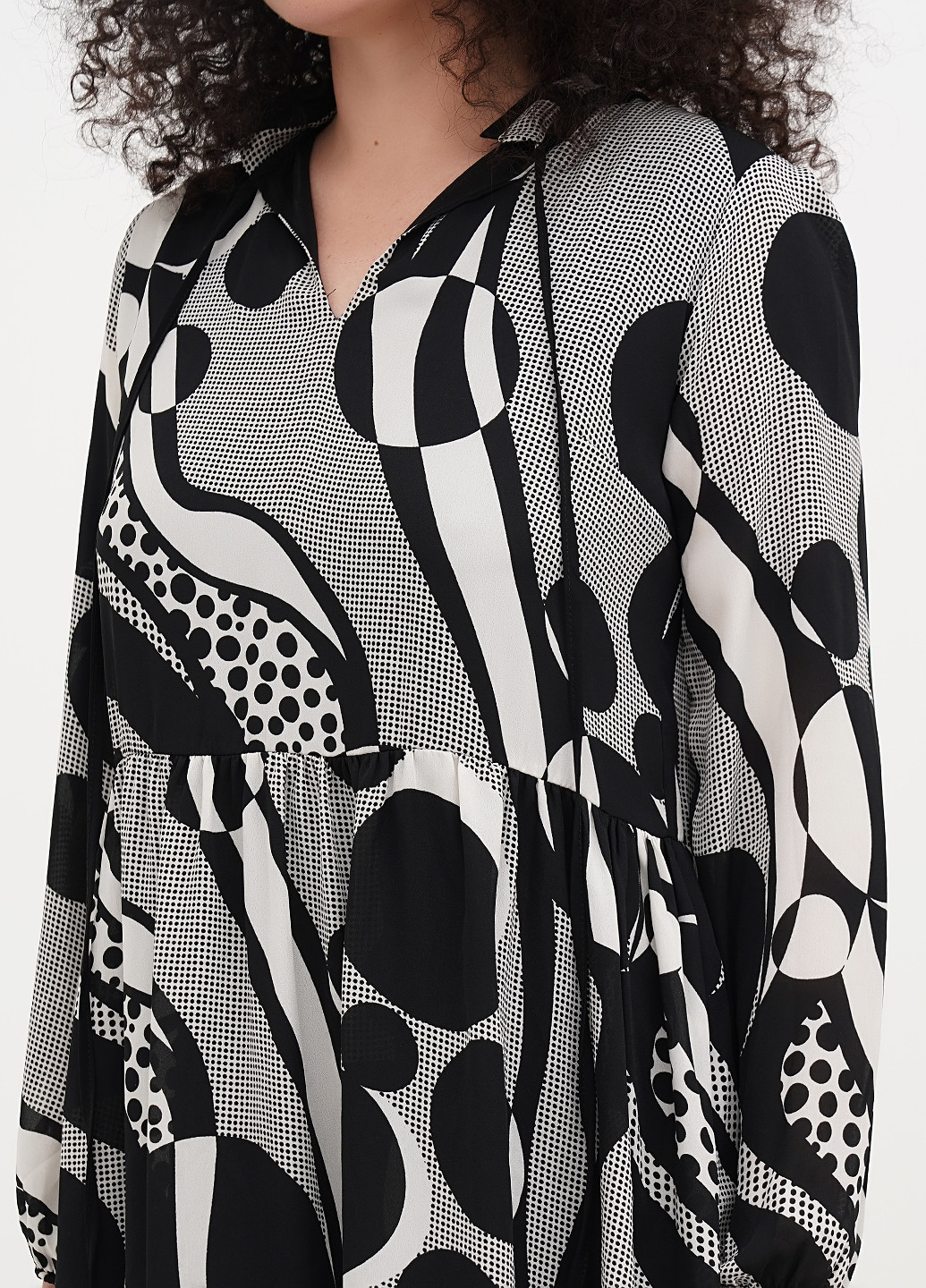 Черно-белое кэжуал платье а-силуэт Imperial с геометрическим узором