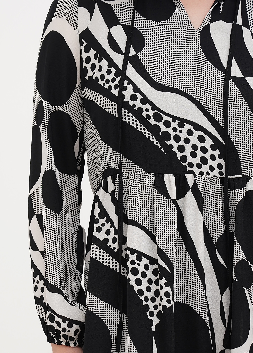 Черно-белое кэжуал платье а-силуэт Imperial с геометрическим узором