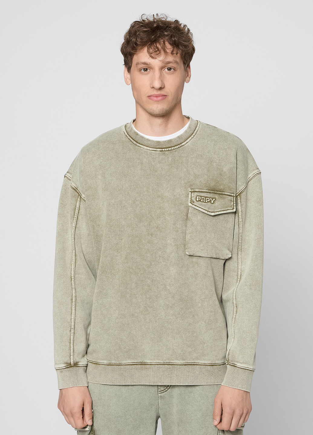 Хаки свитшот PRPY варенка тиснение (361230545)