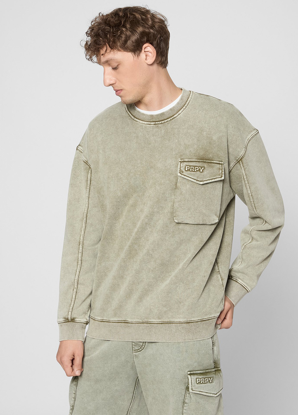 Хаки свитшот PRPY варенка тиснение (361230545)
