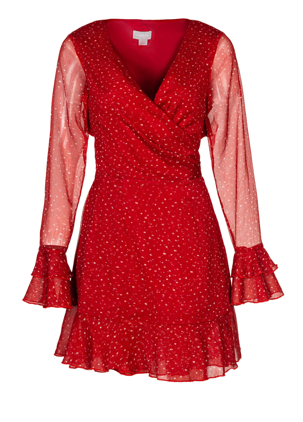 Красное кэжуал шифоновое мини платье на запах на запах Finders Keepers однотонное