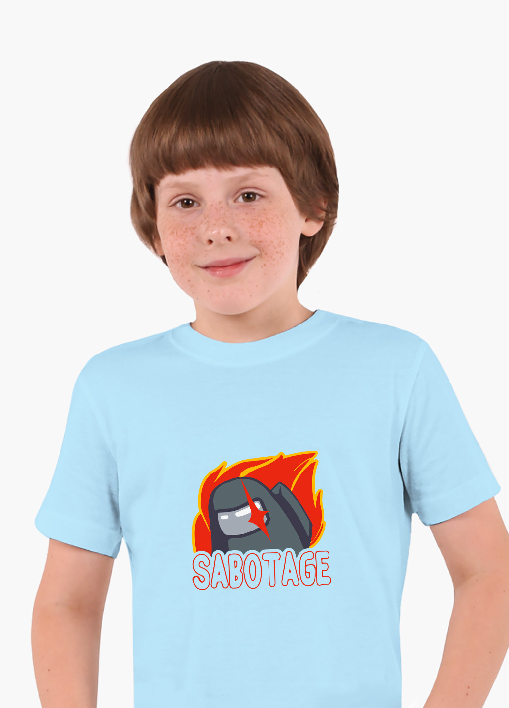 Голубая демисезонная футболка детская амонг ас (sabotage among us)(9224-2426) MobiPrint