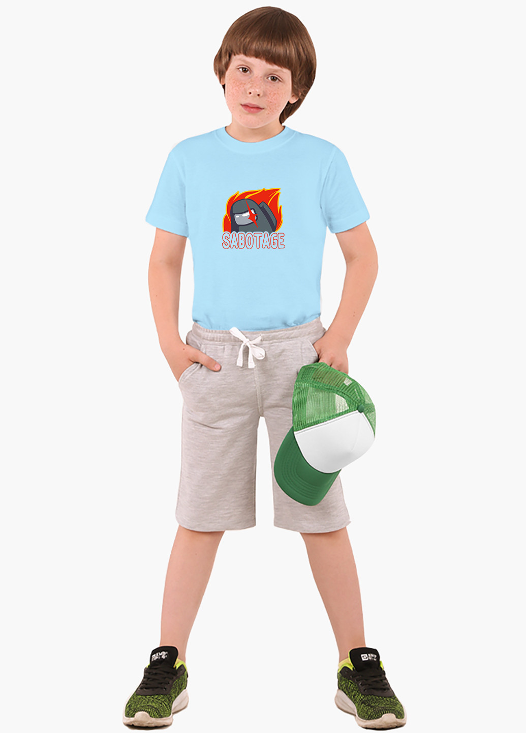 Голубая демисезонная футболка детская амонг ас (sabotage among us)(9224-2426) MobiPrint