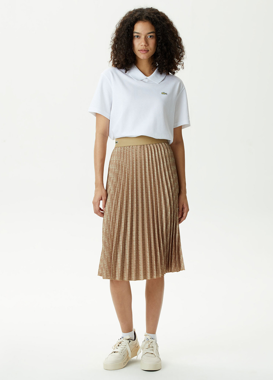 Бежевая кэжуал с рисунком юбка Lacoste плиссе