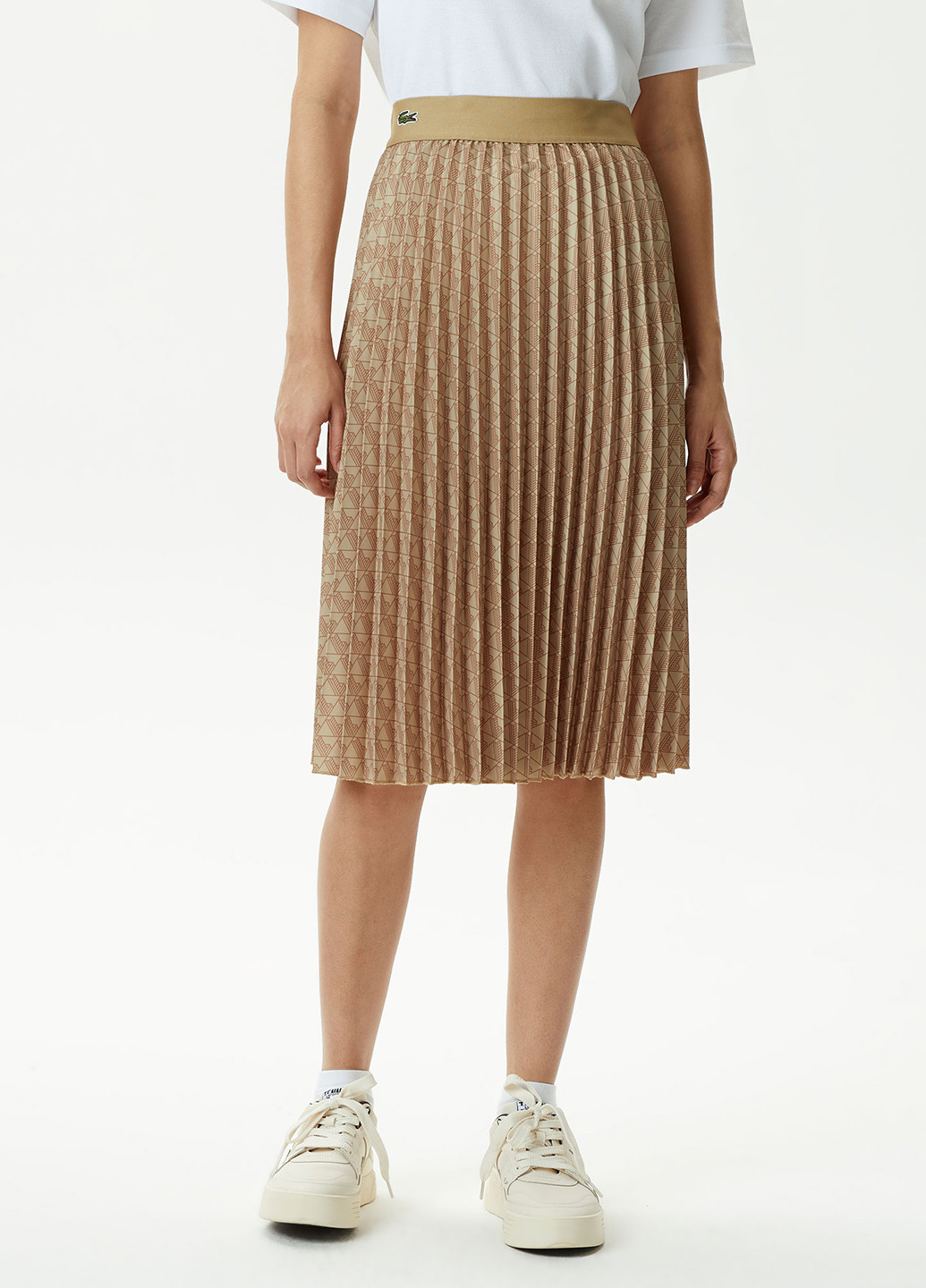 Бежевая кэжуал с рисунком юбка Lacoste плиссе