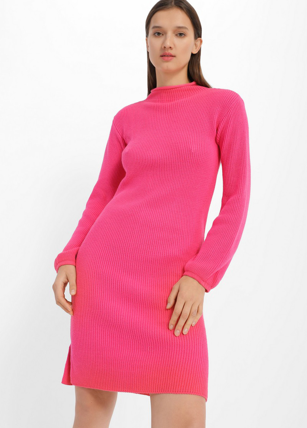 Рожева кежуал сукня сукня светр, футляр Sewel однотонна