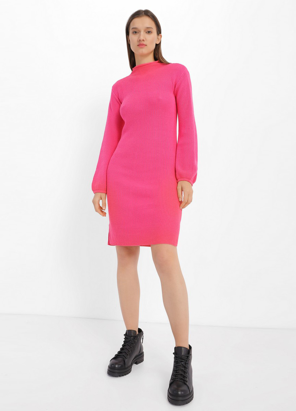 Рожева кежуал сукня сукня светр, футляр Sewel однотонна