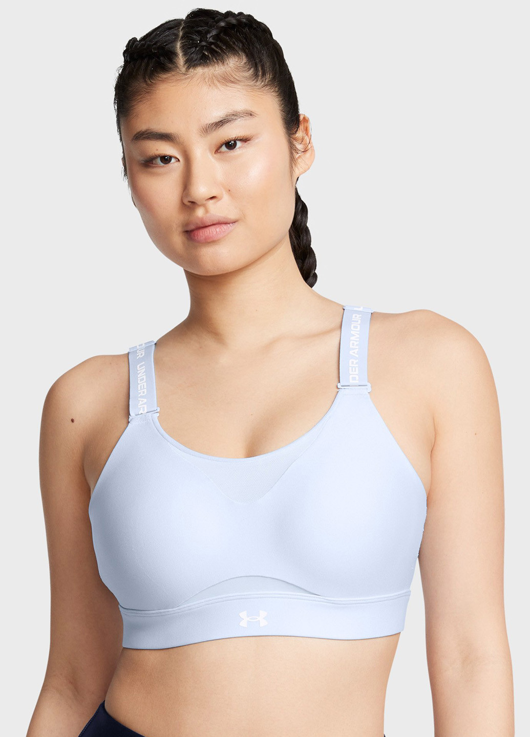 Світло-блакитний топ бюстгальтер Under Armour без кісточок поліестер