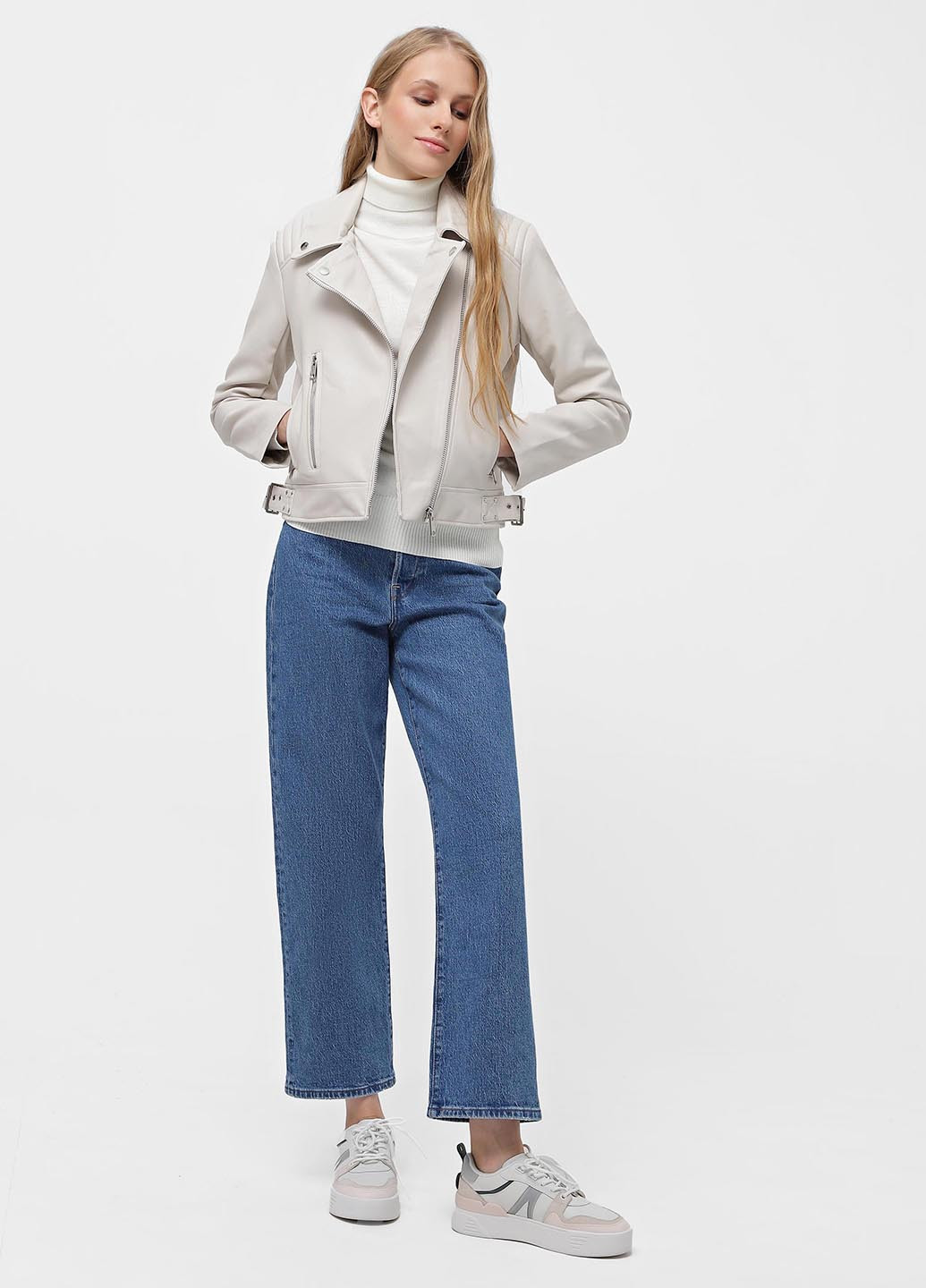 Кремовая демисезонная куртка косуха Piazza Italia