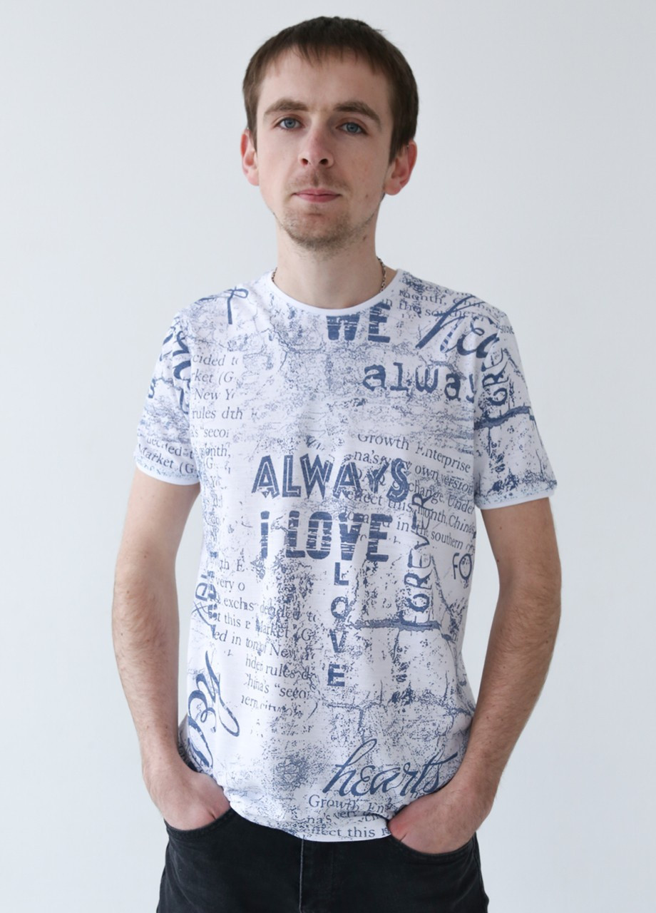 Белая футболка мужская белая тонкая с надписями Bagarda