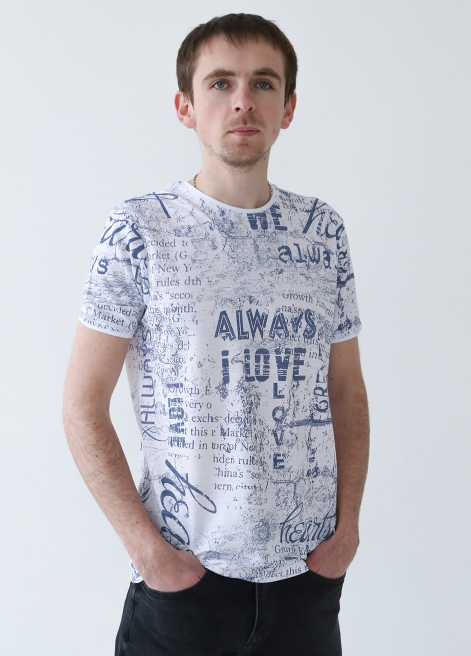 Белая футболка мужская белая тонкая с надписями Bagarda