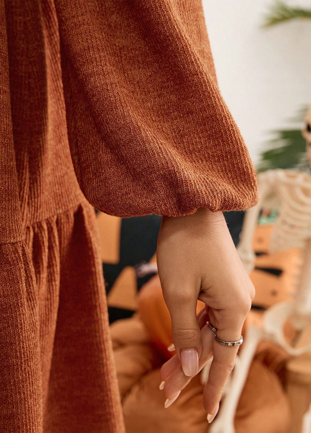 Коричнева кежуал сукня кльош SHEIN однотонна