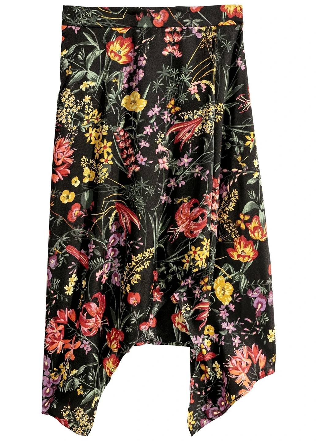 Черная кэжуал цветочной расцветки юбка H&M на запах