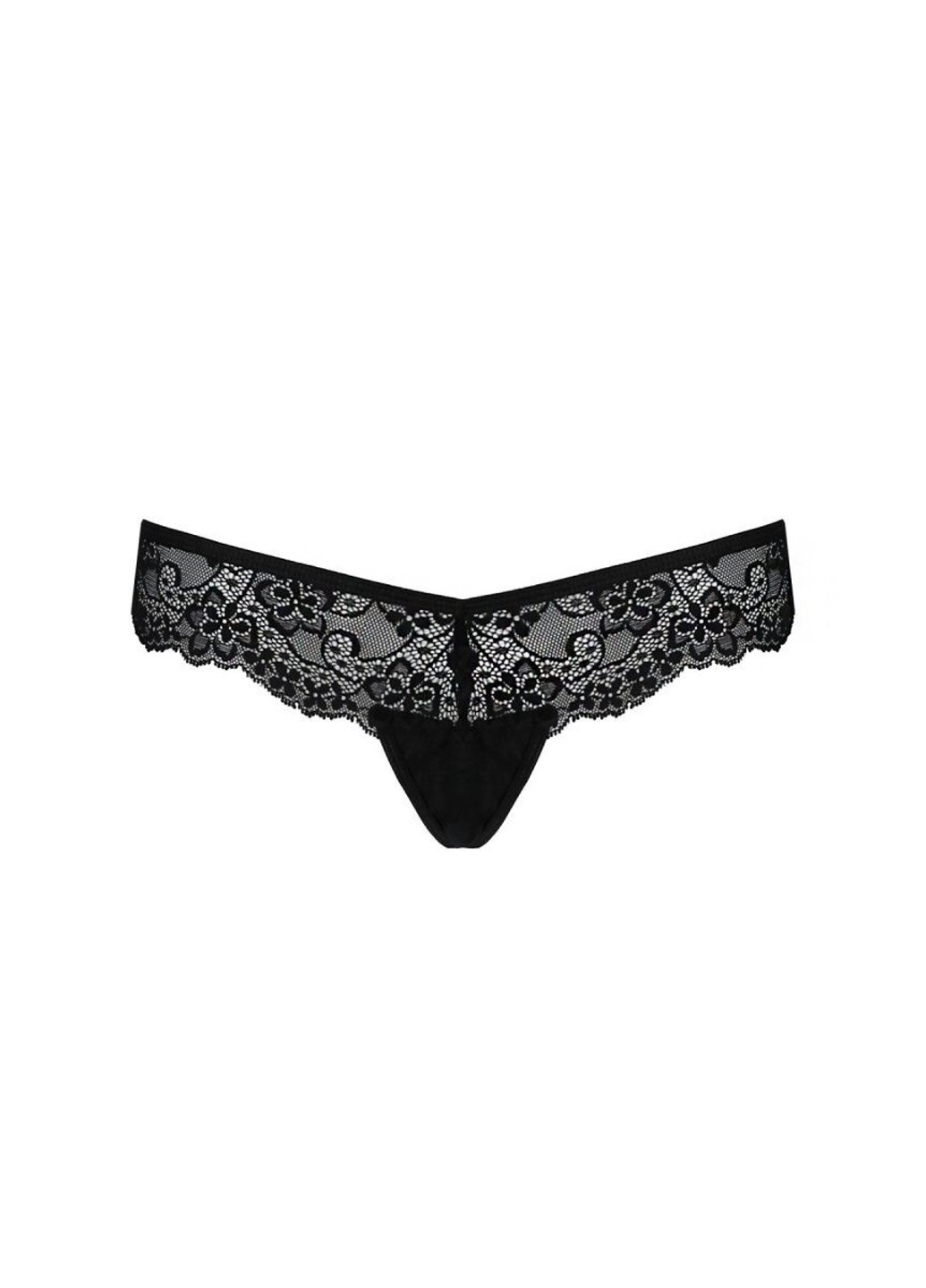 Кружевные трусики-танга с атласным бантиком Naja Thong black L/XL - Passion (255615069)