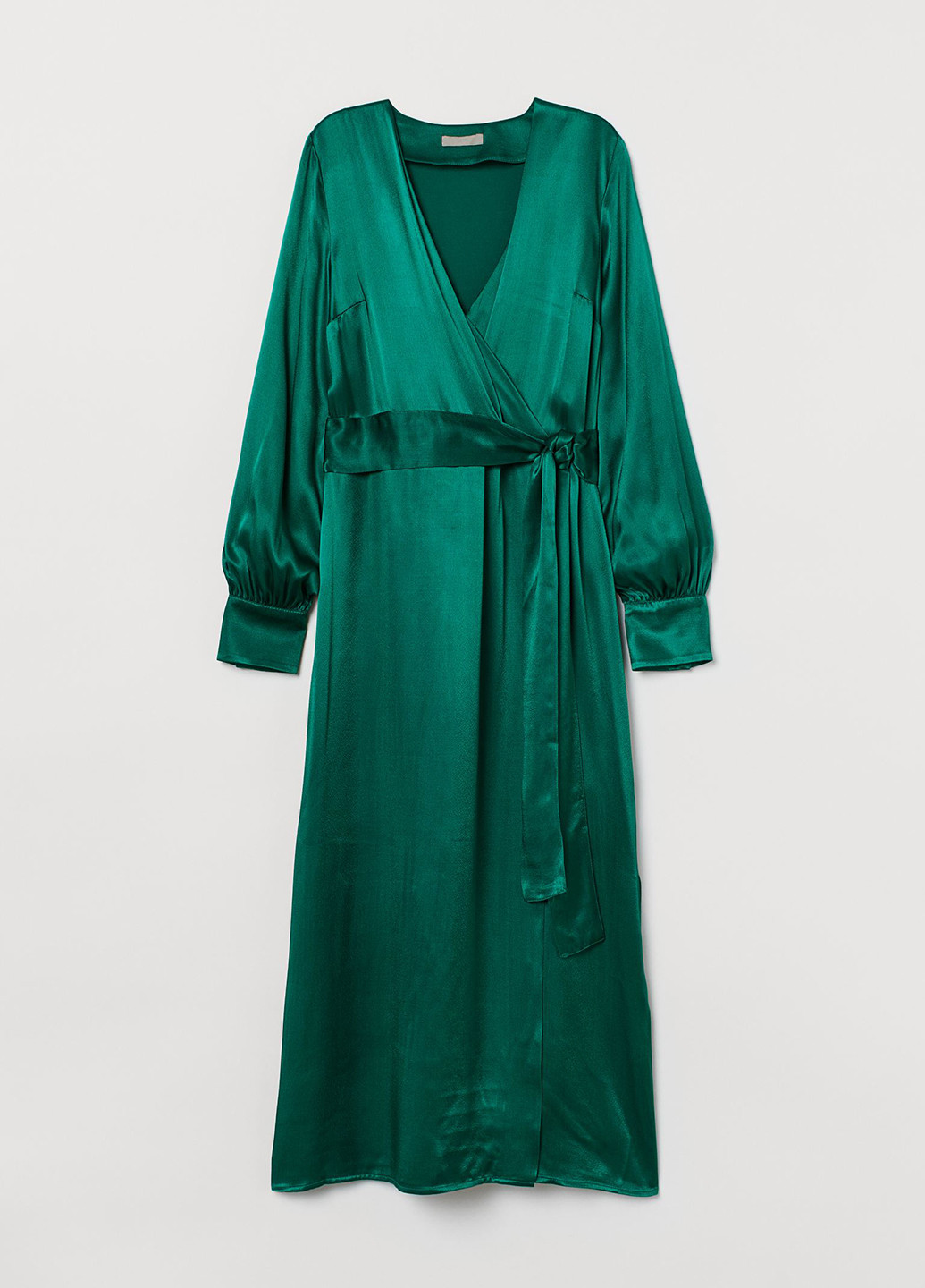 Темно-зеленое кэжуал платье клеш H&M однотонное
