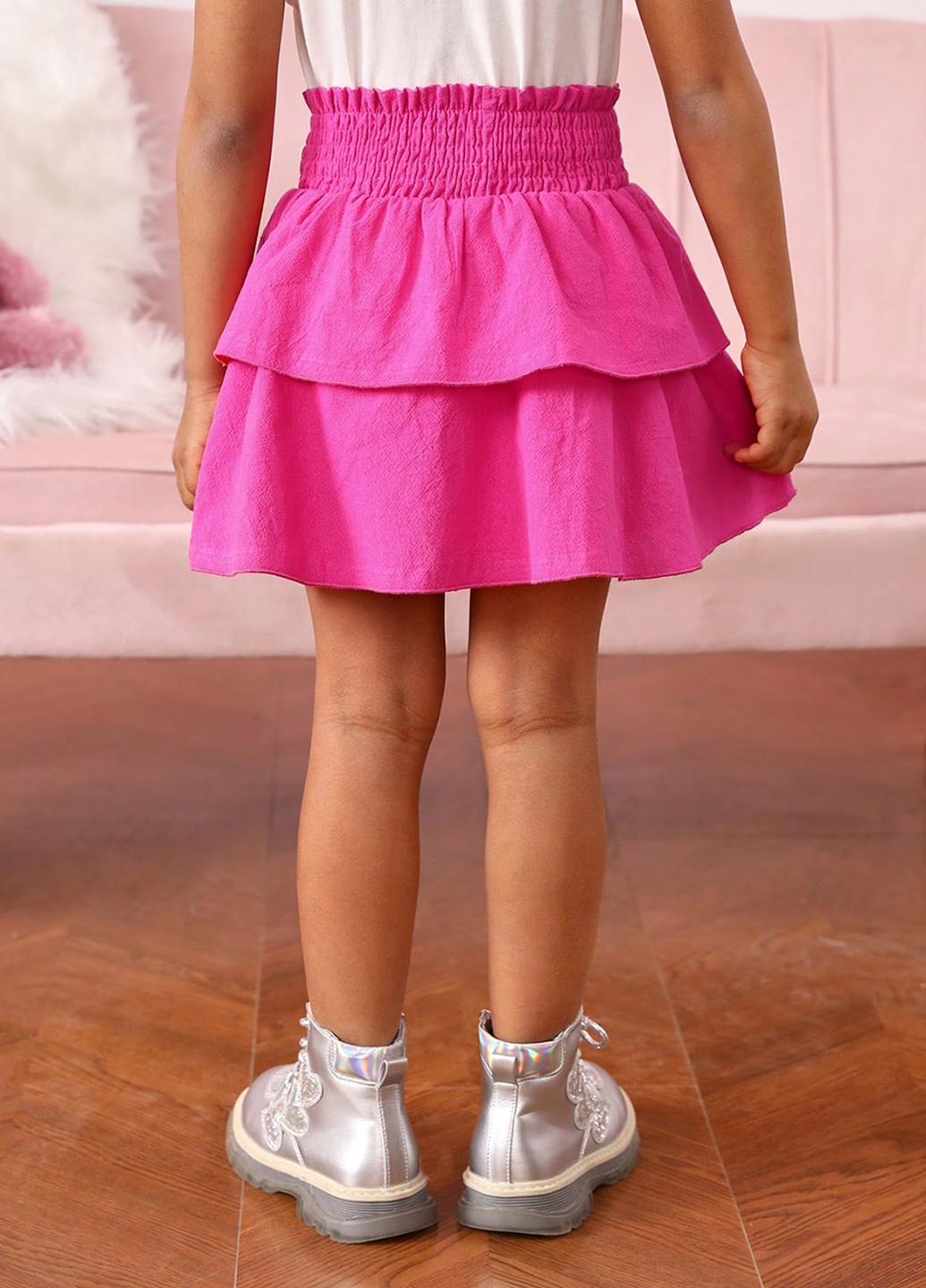 Розовая кэжуал однотонная юбка SHEIN клешированная