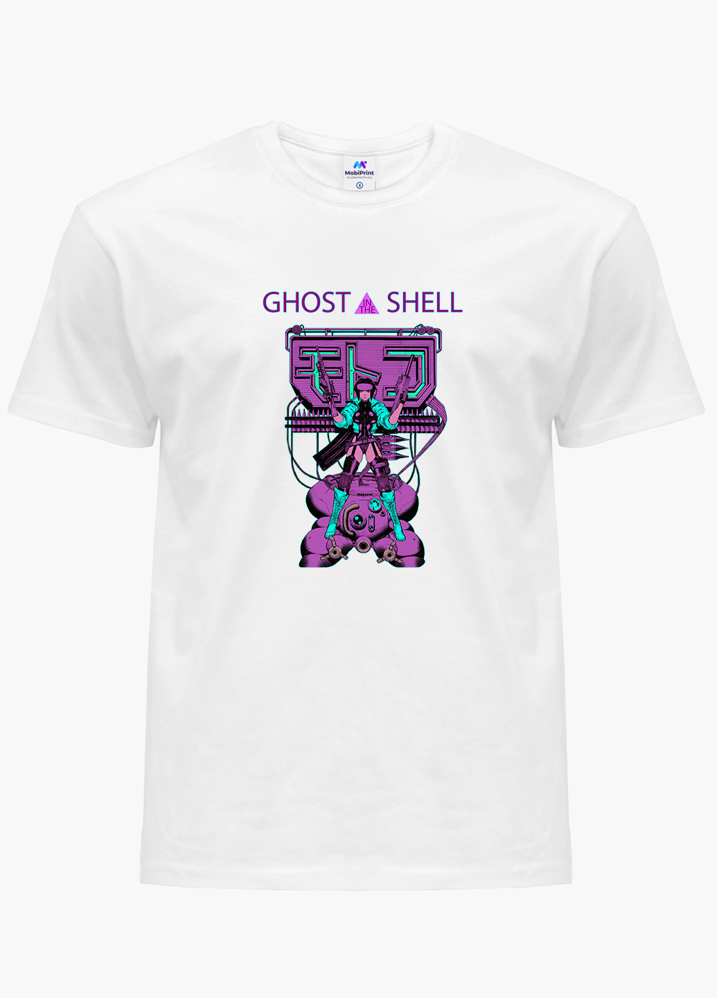 Біла футболка чоловіча мотоко кусанаги привид в обладунках (ghost in the shell) білий (9223-2652) xxl MobiPrint