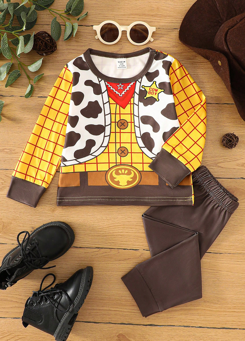 Коричневий демісезонний костюм (лонгслів, штани) брючний SHEIN