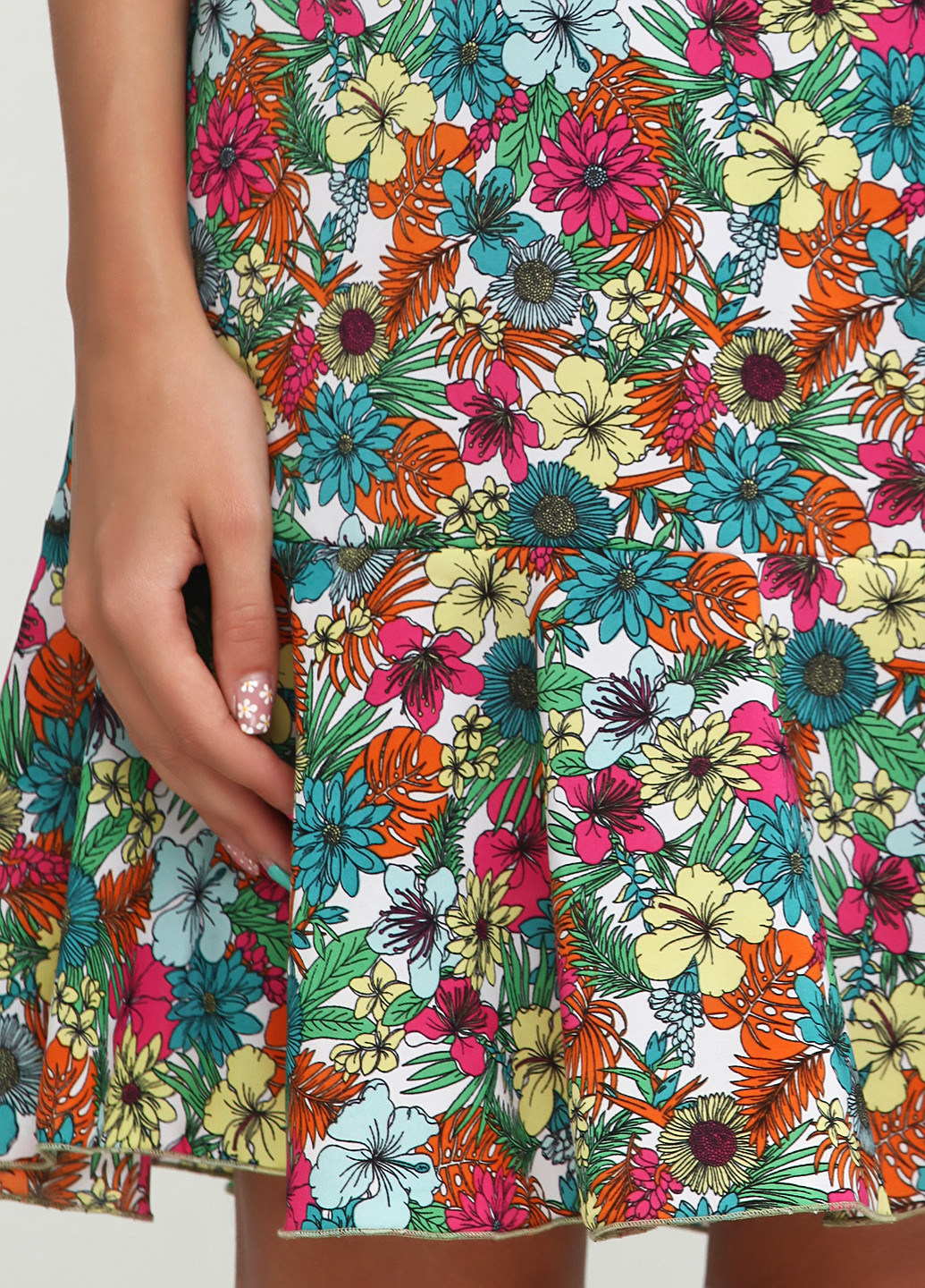 Комбинированное кэжуал платье с открытыми плечами ANVI с цветочным принтом