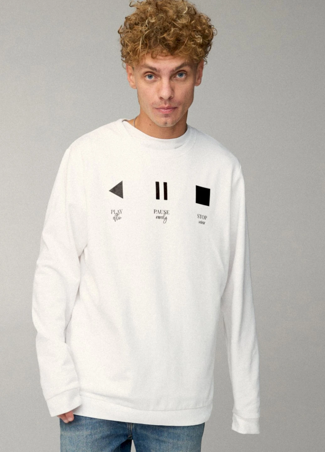 Білий свитшот мужской oversize /no flis/ YAPPI малюнок (254557545)