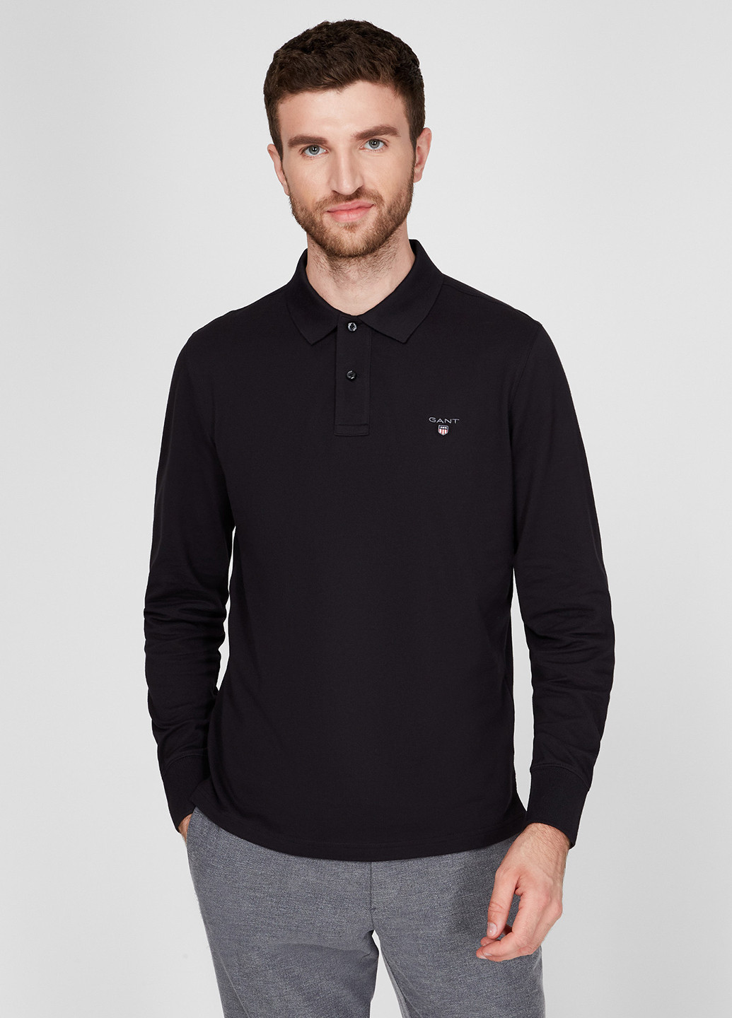 Черная футболка-поло для мужчин Gant с логотипом