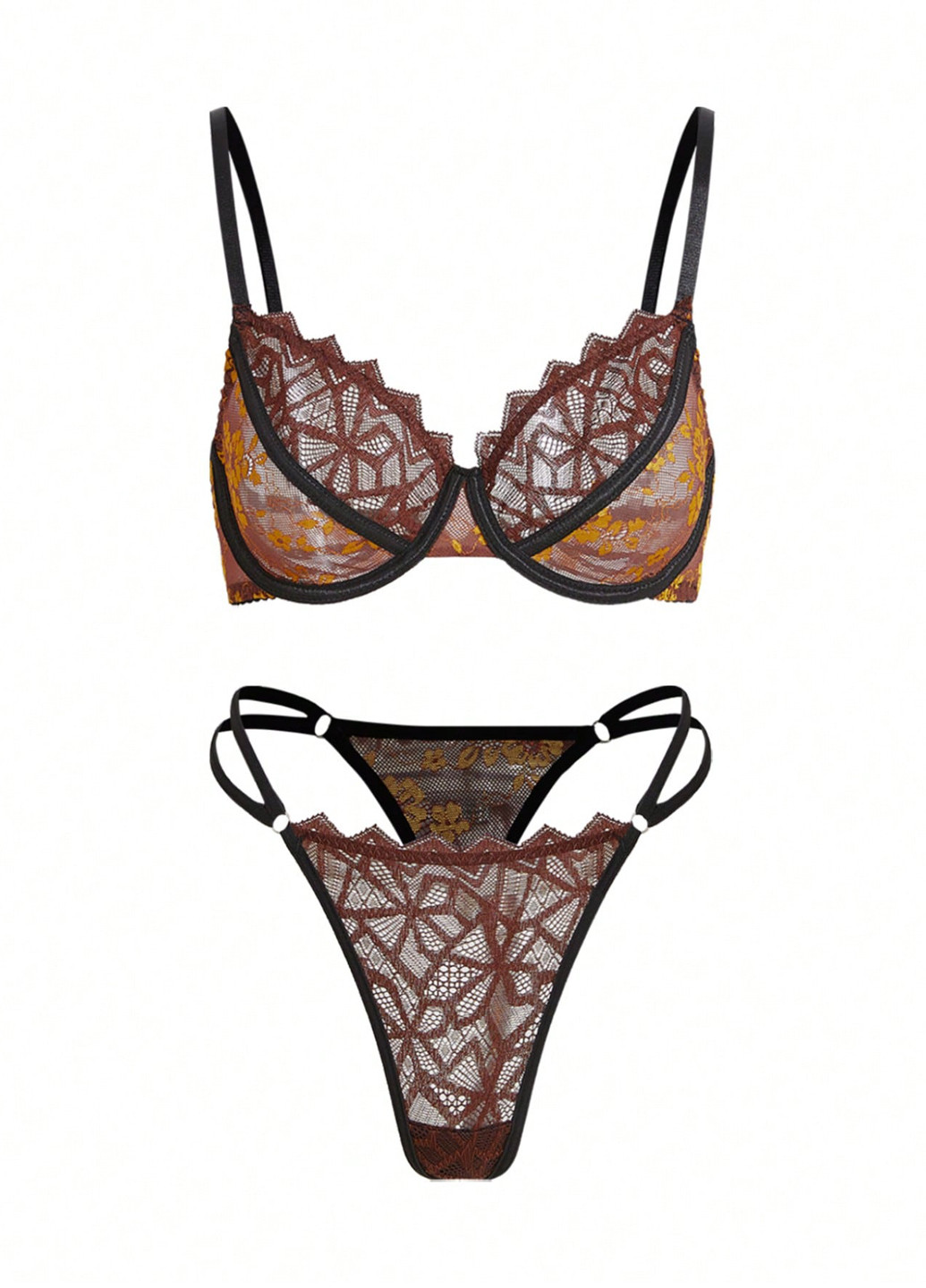 Комбинированный демисезонный комплект (бюстгальтер, трусики) SHEIN