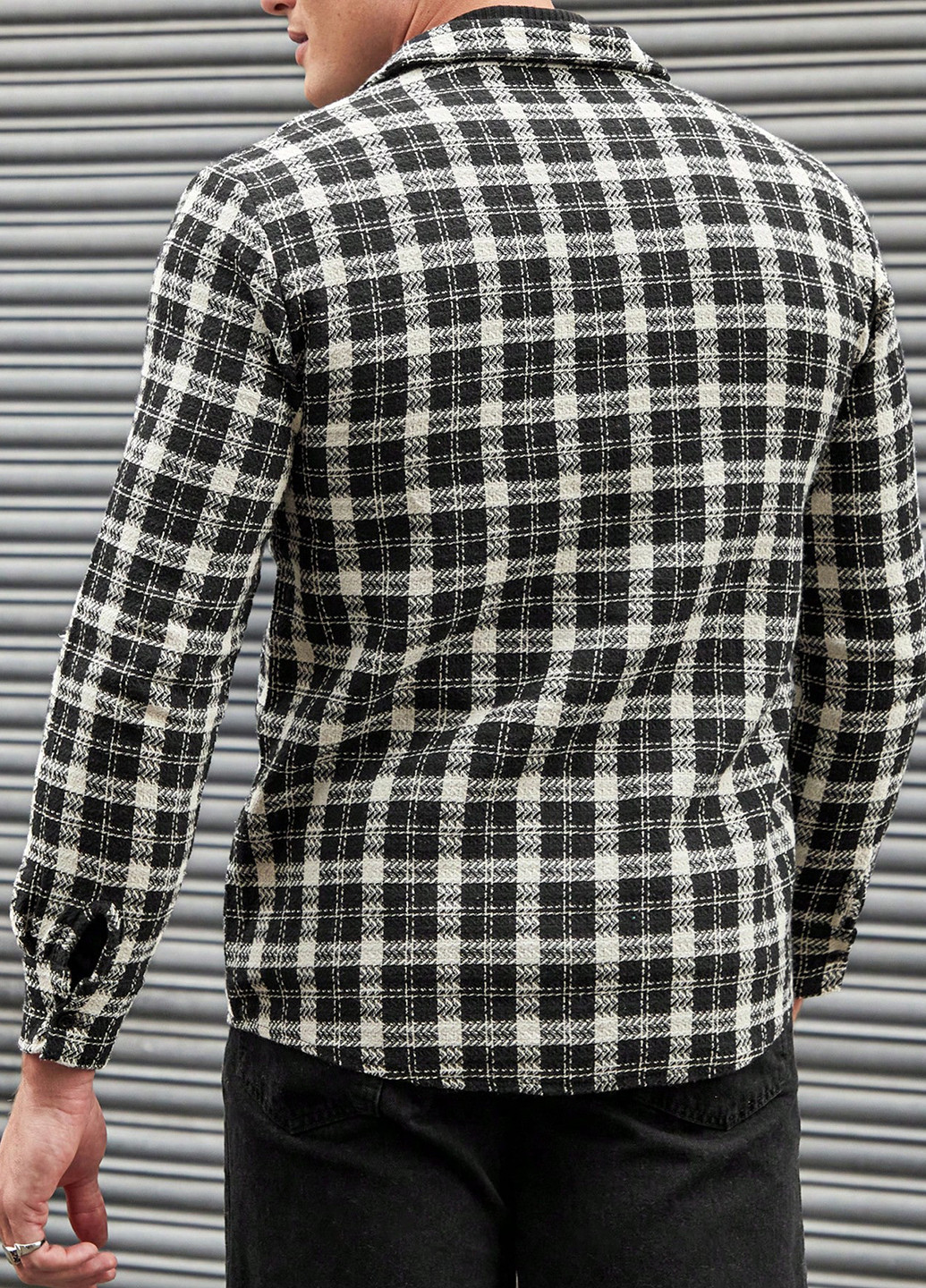 Черно-белая кэжуал рубашка в клетку SHEIN