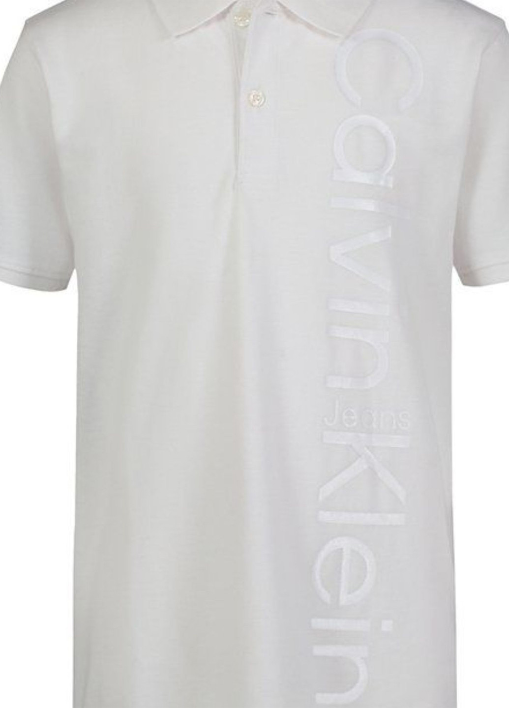 Белая детская футболка-поло для мальчика Calvin Klein с логотипом