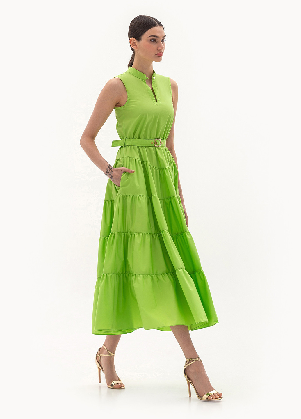 Салатова вечірня сукня BGL однотонна