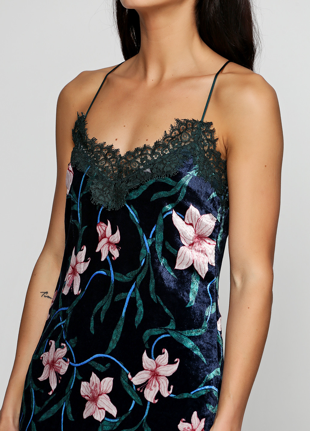 Темно-синя коктейльна платье міді Pinko з квітковим принтом
