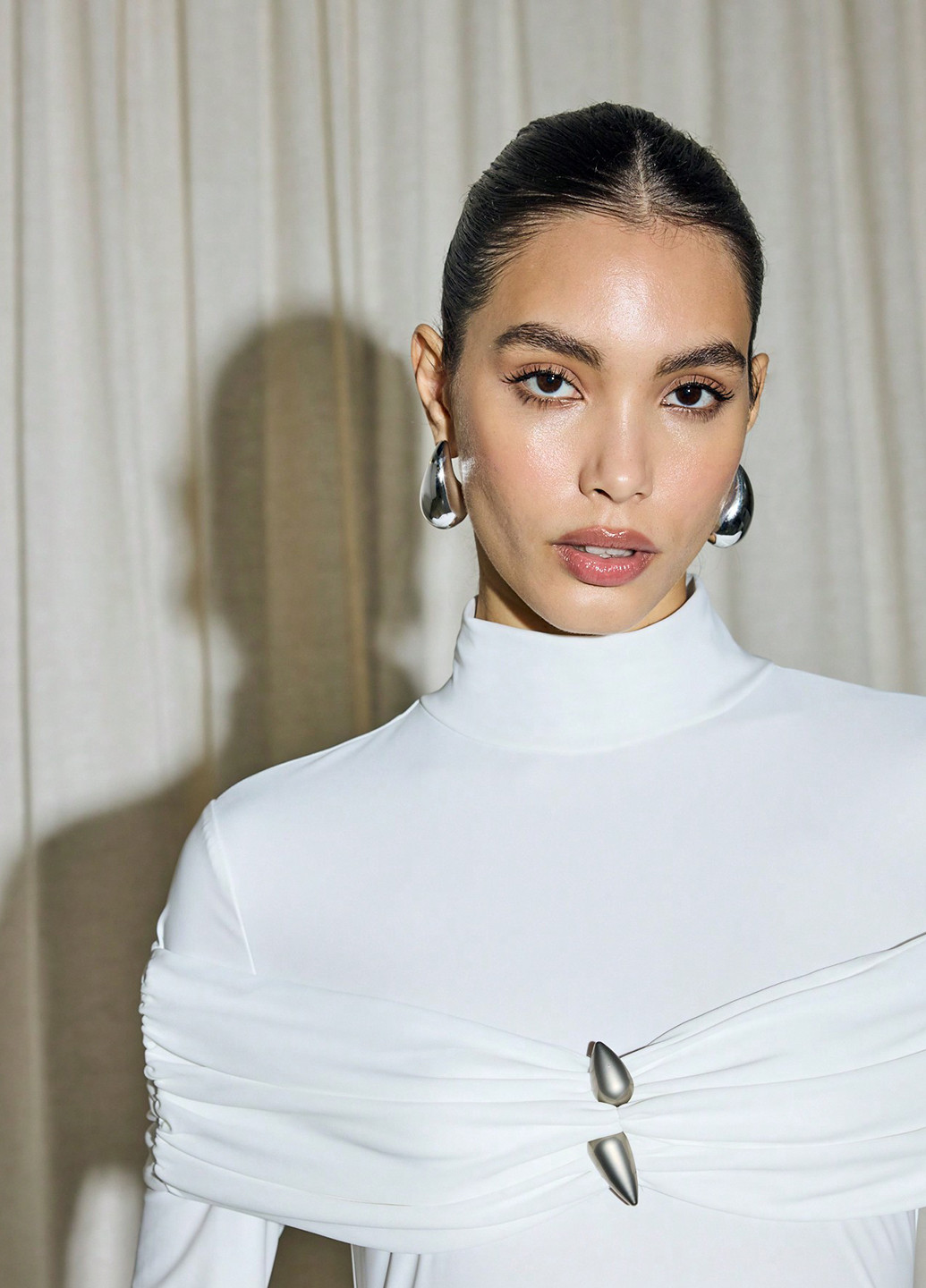 Белое вечернее, кэжуал платье платье-водолазка SHEIN однотонное