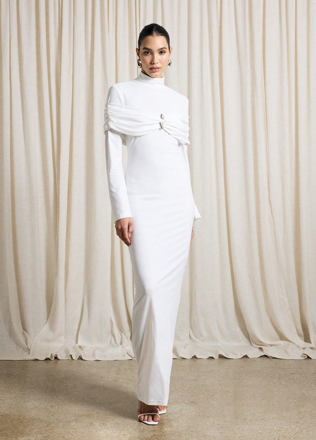 Белое вечернее, кэжуал платье платье-водолазка SHEIN однотонное